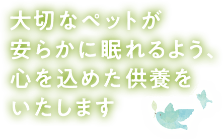 大切なペットが安らかに眠れるよう、心を込めた供養をいたします