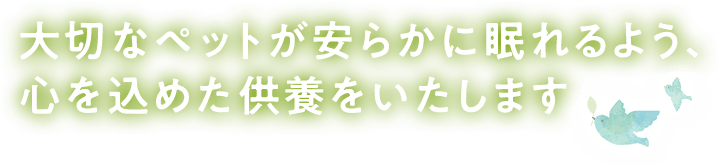 大切なペットが安らかに眠れるよう、心を込めた供養をいたします